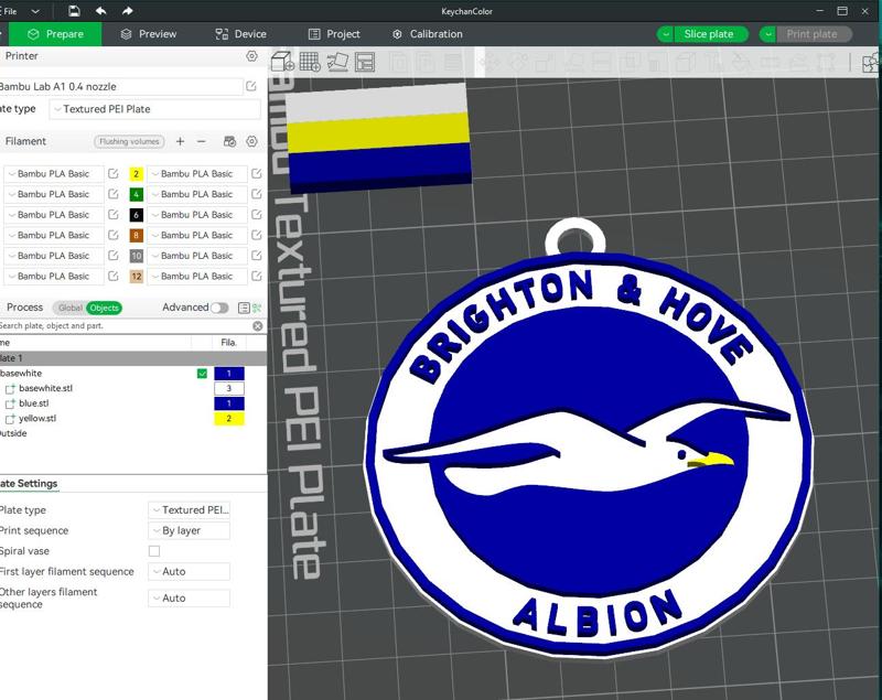 Premier League Brighton & Hove Albion keychan badge printable and renderable