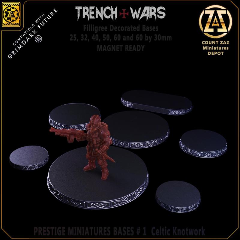 Celtic Knotwork Prestige Bases - 25, 32, 40, 50, 60 and 30 by 60mm