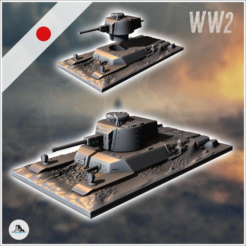 Japanese Type 97 Chi-Ha Kai semi-buried tank (5) - World War Two Second Front Campaign Tabletop Mini Japan Japanese Asia