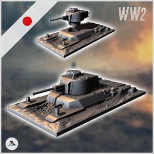 Japanese Type 97 Chi-Ha Kai semi-buried tank (5) - World War Two Second Front Campaign Tabletop Mini Japan Japanese Asia