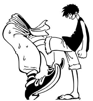 Luffy Vs. Buggy stencil