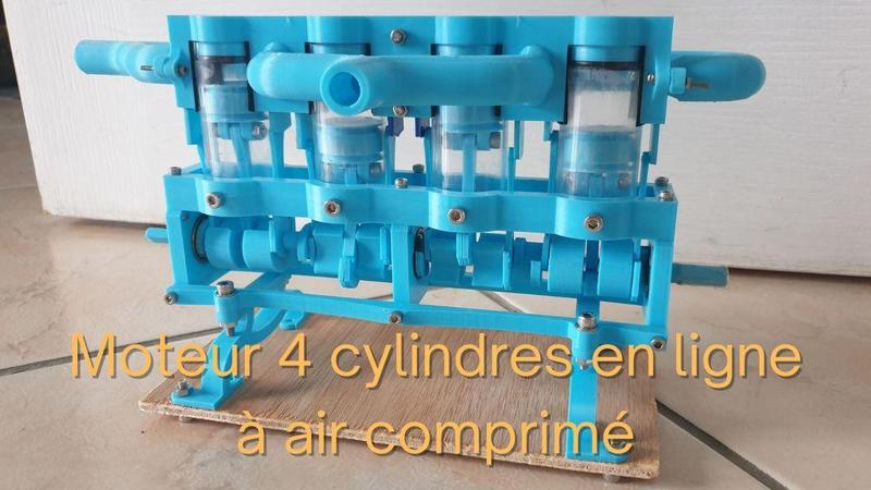 Moteur à air comprimé 4 cylindres en ligne / 4 cylinder inline compressed air engine