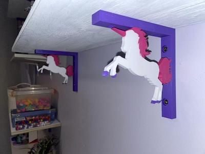 BambuLab Painted and Modified Unicorn Shelf Bracket