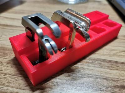 Storage tray for industrial walking foot sewing machine feet