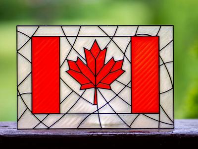 stained glass canadian flag for Canada Day July 1