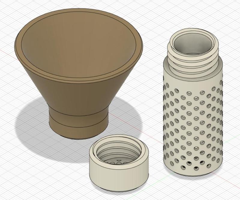 Silica gel container with funnel / Silica-Gel-Behälter mit Trichter 64 mm x 25 mm