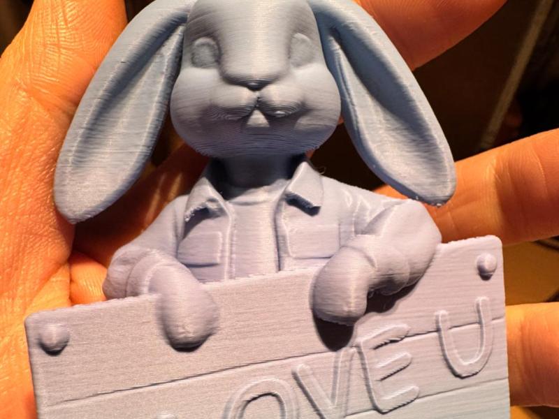 Easter Bunny with I LOVE U Sign