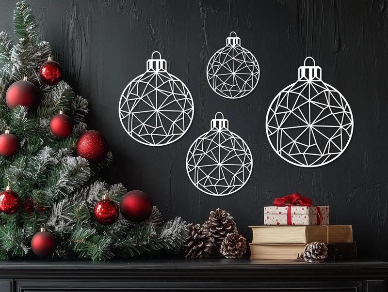 Geometric Christmas Baubles Set   