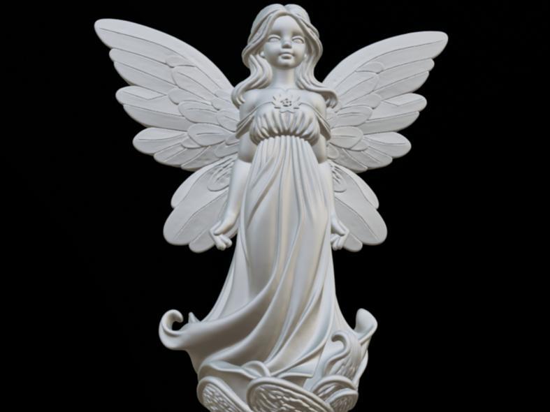 Little Girl Fairy Angel 3D Printed Figurine