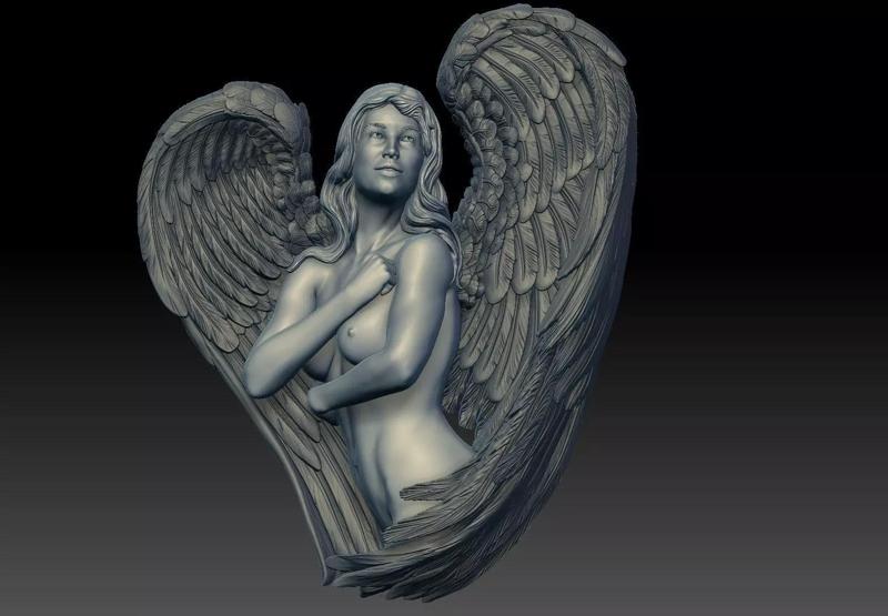 angel female Bas Relief 3D print model