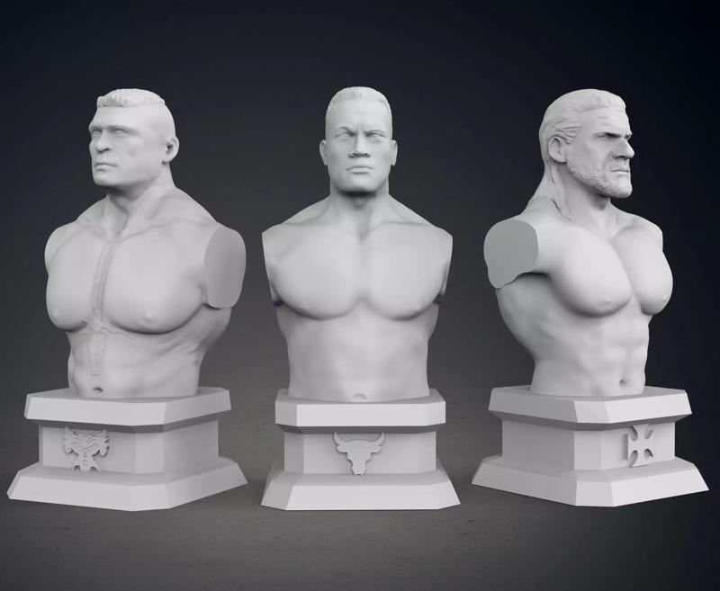 Classic WWE Pack Busts - The Rock - Triple H - Brock Lesnar