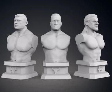 Classic WWE Pack Busts - The Rock - Triple H - Brock Lesnar