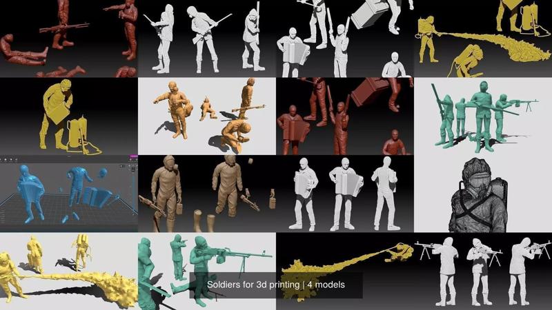 Soldiers for 3d printing 3D Model Collection