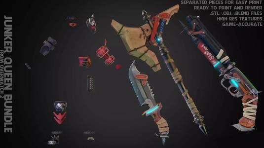 Overwatch 2 Junker Queen Full Bundle for Cosplay 3D Model Collection