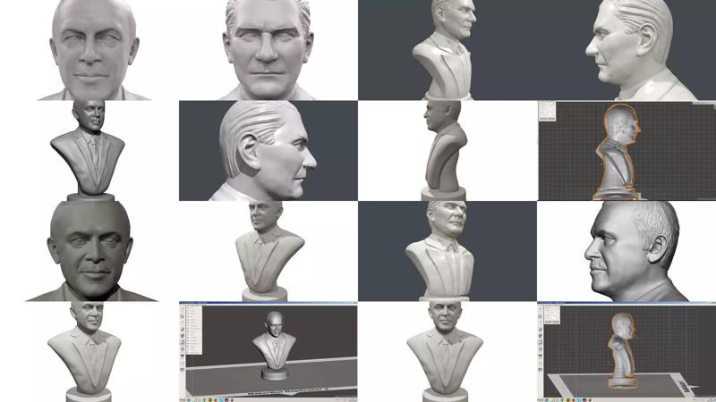 Turkish leaders portrait Erdogan Ataturk pack  3D Model Collection