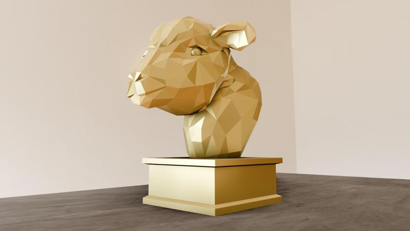 goat lamb calf bust low poly stl