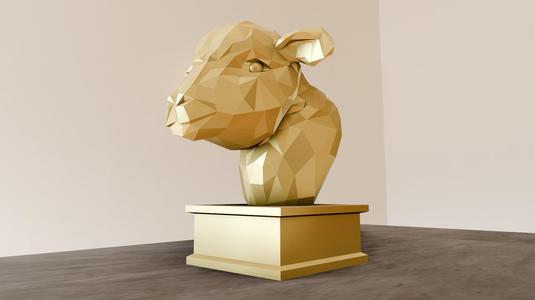 goat lamb calf bust low poly stl