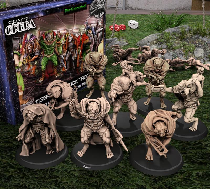 Space Opera Tigerfolk Shock Troopers (Monopose miniatures)