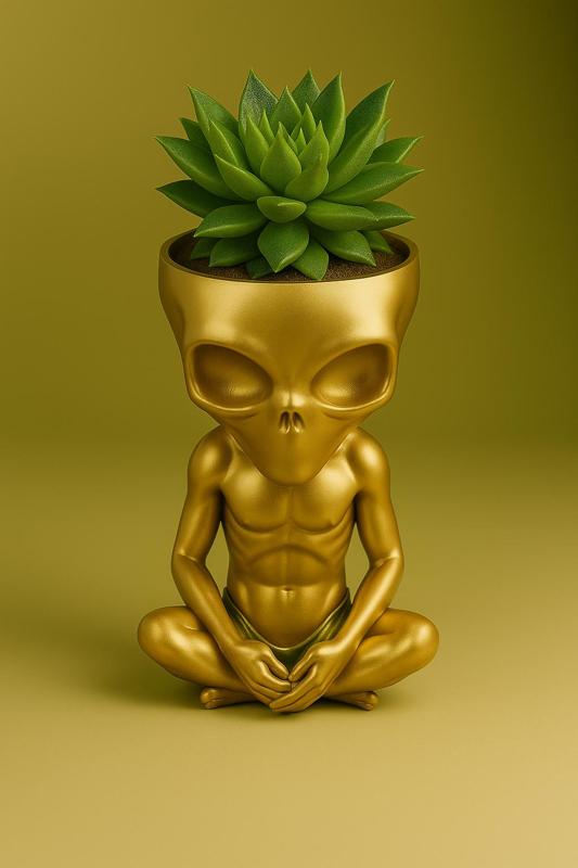 Alien Planter 3D Model – Extraterrestrial Succulent Pot STL for 3D Printing