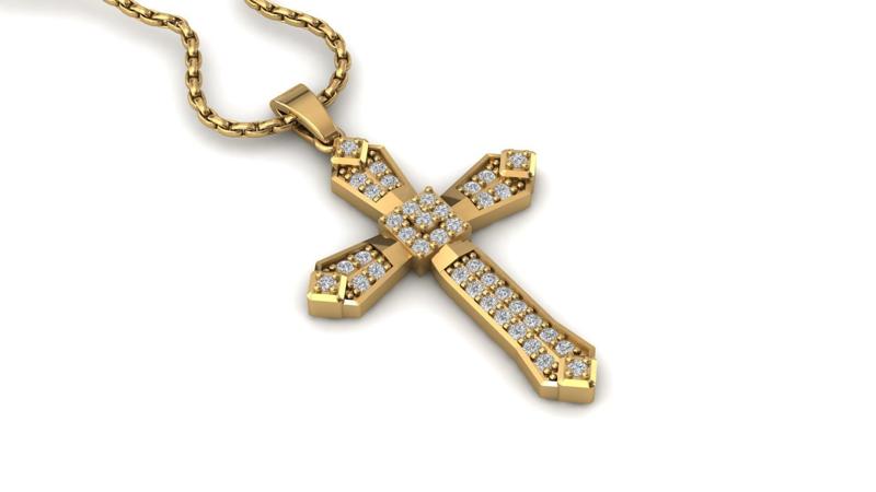 Print Ready STL 3DM Cross Necklace Classic Diamond Pendant