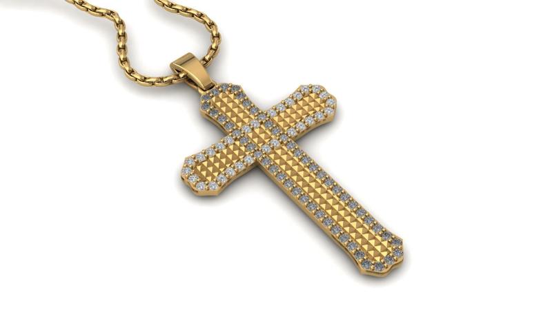 Print Ready STL 3DM Cross Necklace Classic Diamond Pendant