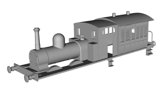 Great Southern and Western Railway 0-6-4 loco no 91 + carriage section 1/100 scale