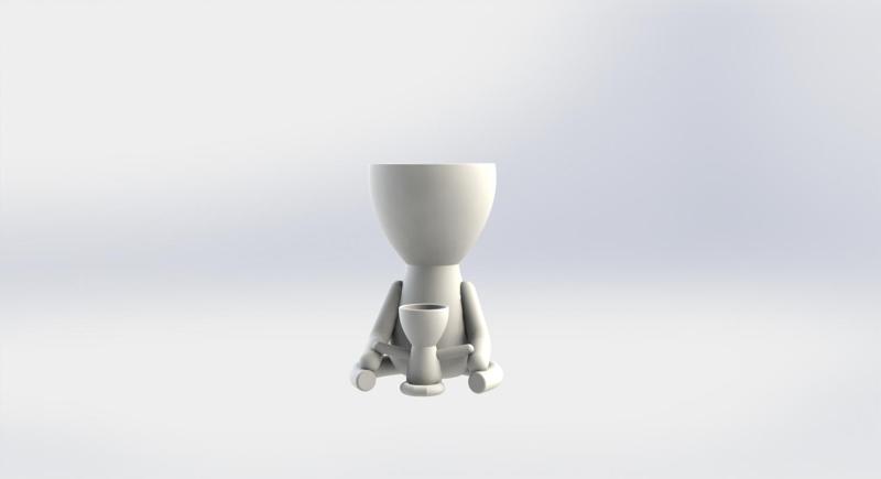 Little potted man and his baby