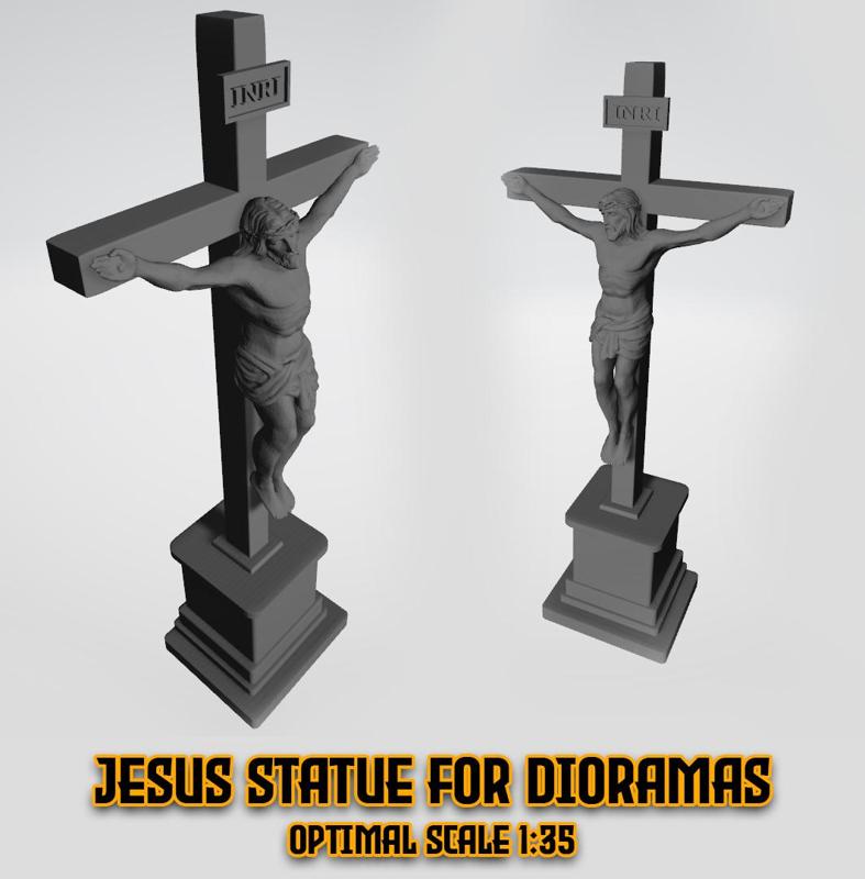 Jesus Statue with cross for dioramas