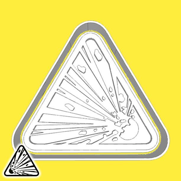 Warning sign cookie cutters - explosive material