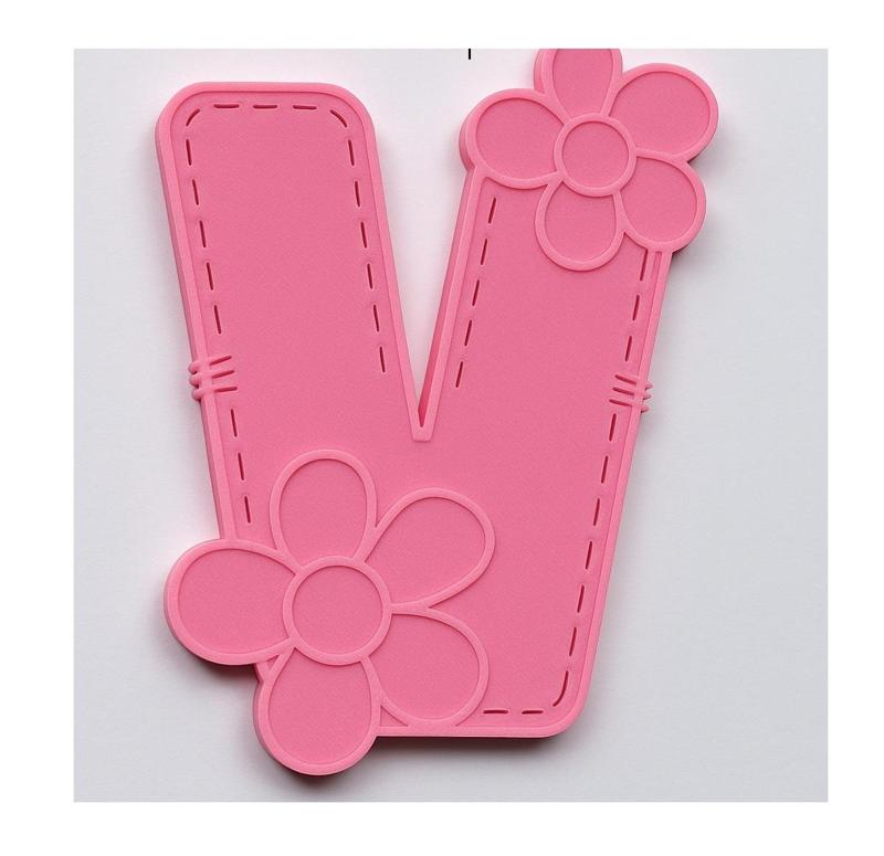 Decorative letter V cookie cutter