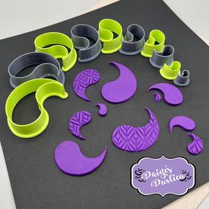 Set of 10 Paisley Yin Yang Shape Cookie Cutters | Polymer Clay Fondant Cutters Tools | Earring Jewelry Makers | Set 4