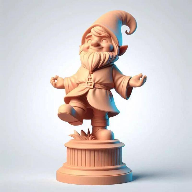 1054Fairy Tale Gnome Color Full Body Figurine on Base