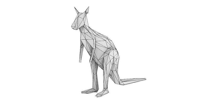 3D Printed Origami Model Kali the Kangaroo Paper Model