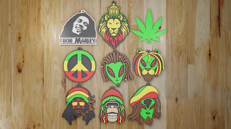 PACK 9 REGGAE KEY RINGS