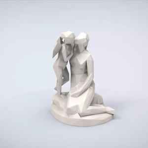 Printable Venus kissing Cupid Lowpoly Style