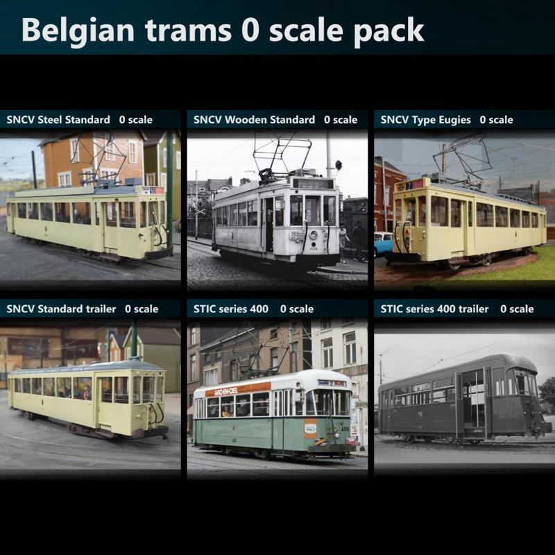 Belgian trams 0 scale pack