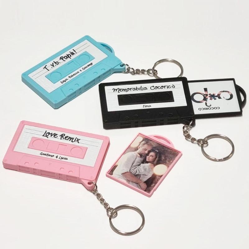 Retro Music Cassette Keychain + Photo Frame