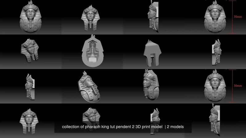 collection of pharaoh king tut pendent 2 3D print model