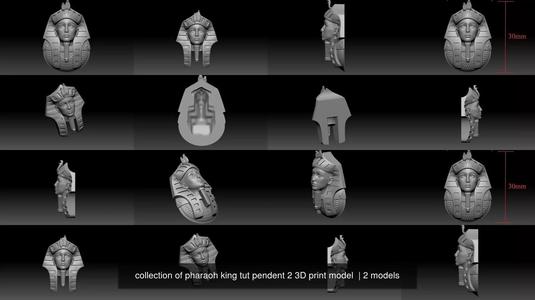 collection of pharaoh king tut pendent 2 3D print model