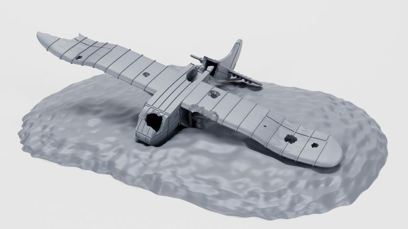 Crashed Glider Waco CG-4A - Hadrian (WW2, scale 1:200)