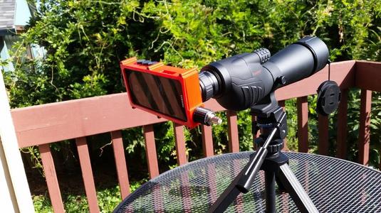 Galaxy S7 Project Box SDR radio and spotting scope mount