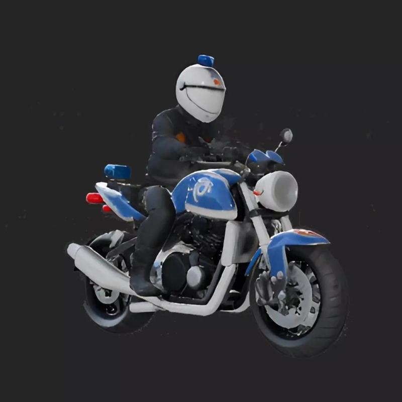 Motorcyclist on Classic Bike 3D Model