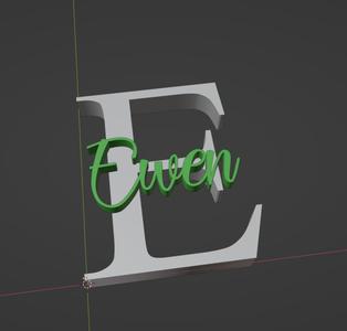 LETTER E WITH NAME EWEN