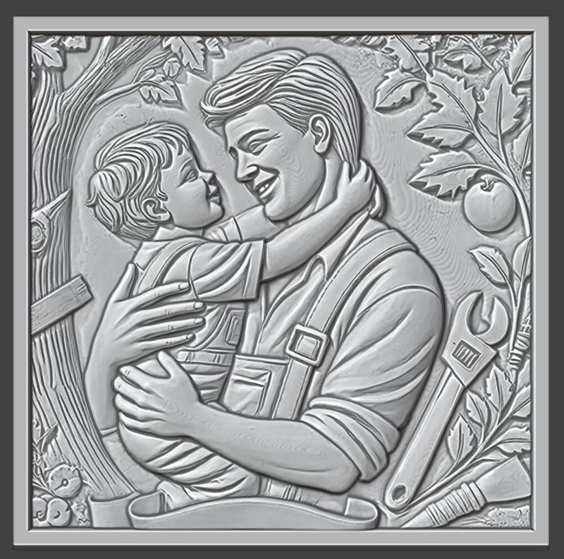Dad's Love: Cherished Moments, Bas-Relief, 3d Print, CNC Stl Model