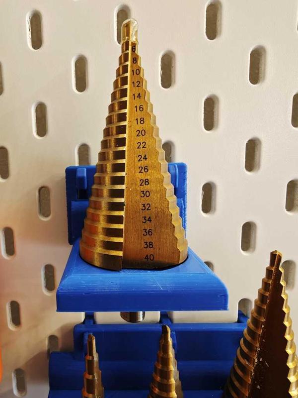 Step drill bit holder (4-40 mm) for İkea Skadis