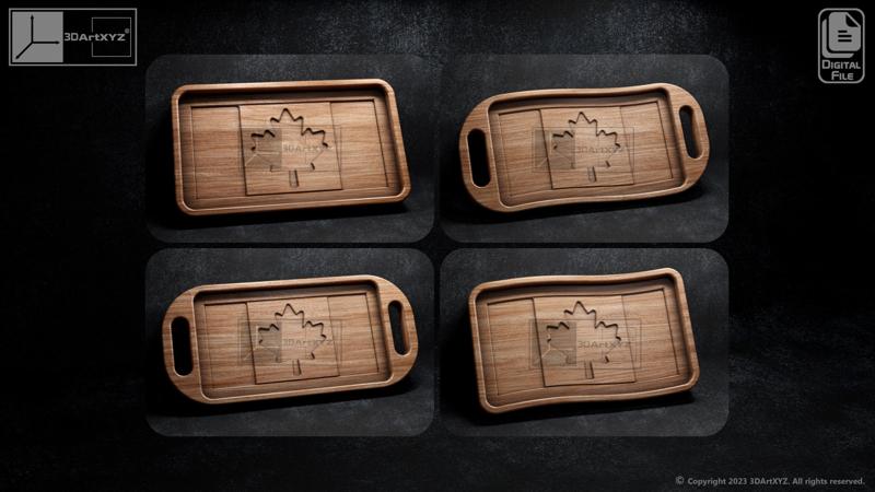 Canada Flag Trays Pack - CNC Files for Wood (svg, dxf, eps, ai, pdf)
