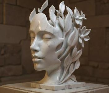 Lady in flowers bust 3D print