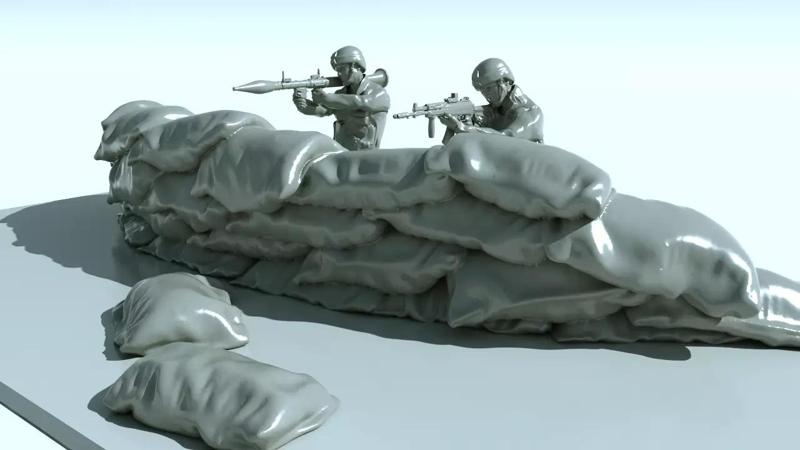 Soldier and trench for print