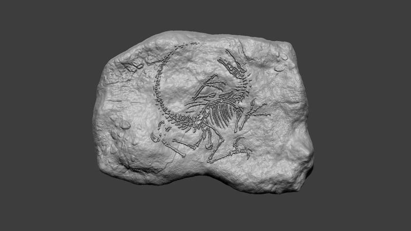 Velociraptor Complete Mineral Fossile - Realistic Printable