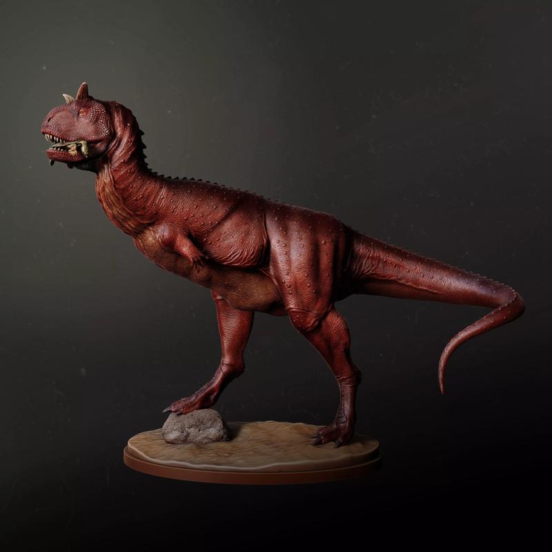 Carnotaurus eating 1-35 scale pre-supported dinosaur